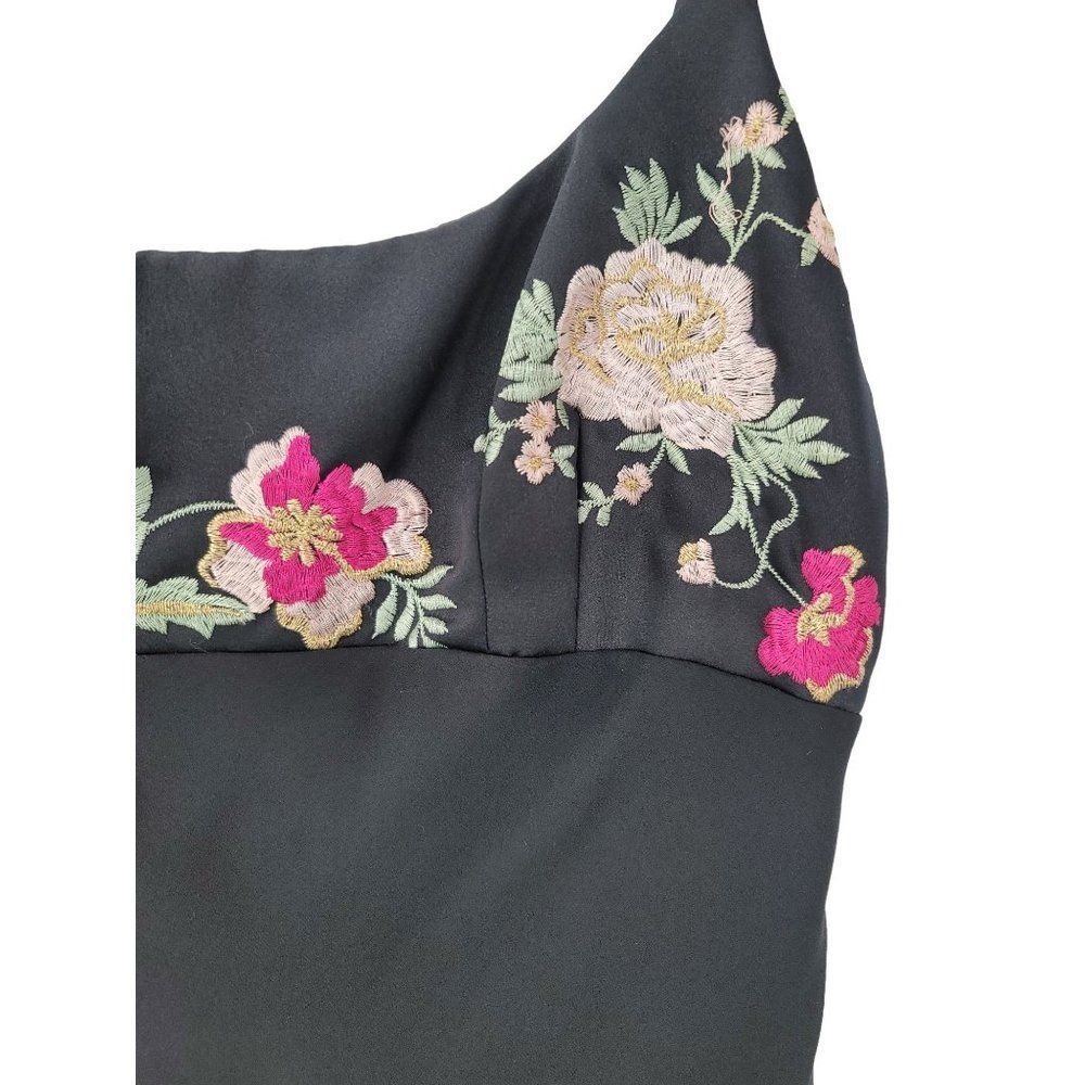 Black Floral Dress Vintage 1995 Scarf Sheer Black Market Unite Tag - Picture 4 of 6